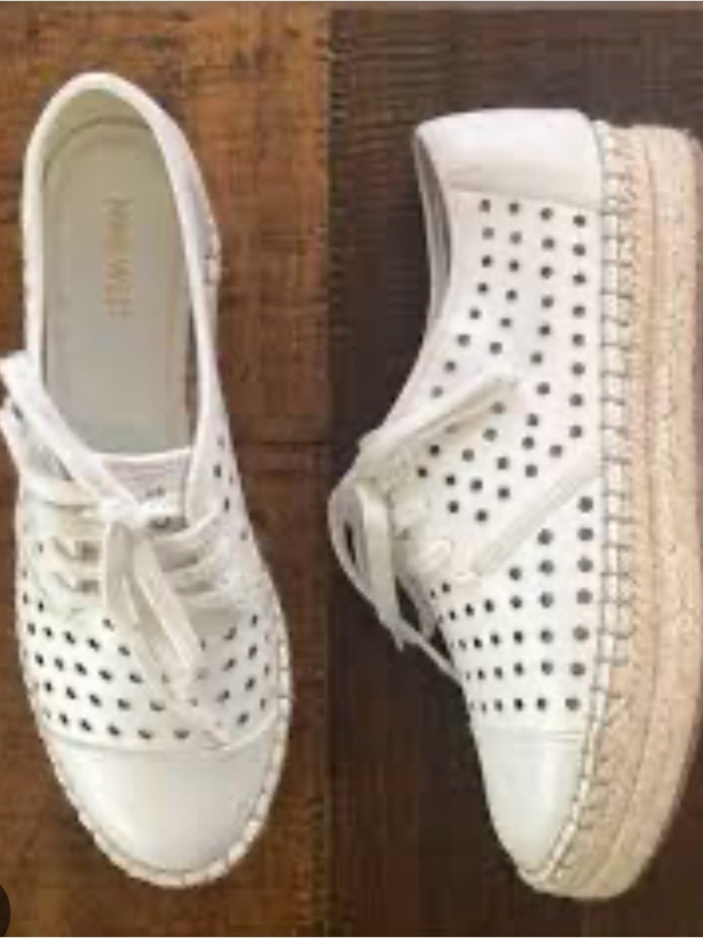 Nine West White Perforated Espadrille Platform Sneakers